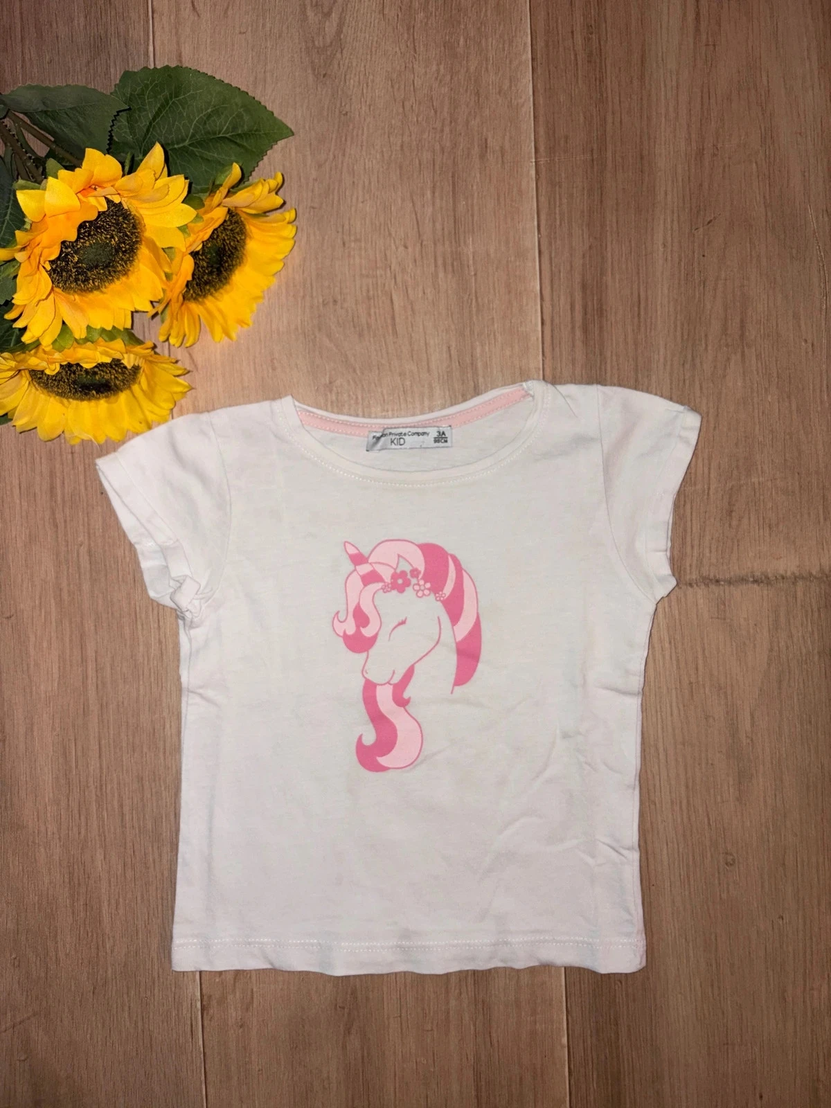 T-shirt à manches courtes blanc licorne FPC taille 3 ans